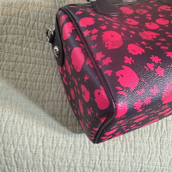 EUC-COACH Floral Mini Bennet Satchel Coated Cavas F55466 Handbag Pink Navy - Picture 15 of 16